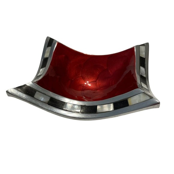 Julia Knight Classic Pagoda Bowl in Candy Apple and Mother of Pearl - Picture 1 of 9